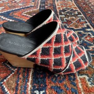 Rachel Comey Red and Black Woven Mules